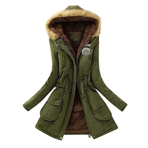 yruphome Damen Mantel Warm GefüTtert Fleece Mantel LäSsig Kapuzenjacke PlüSch Jacke Softshell Jacke Winddicht Parka Warm Strickjacke ReißVerschluss Kordelzug Kapuzenjacke ÜBergangsjacke Outdoor Jacke von yruphome