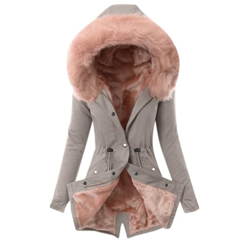 yruphome Damen Mantel Warm GefüTtert Fleece Mantel LäSsig Kapuzenjacke PlüSch Jacke Softshell Jacke Winddicht Parka Warm Strickjacke ReißVerschluss Kordelzug Kapuzenjacke ÜBergangsjacke Outdoor Jacke von yruphome