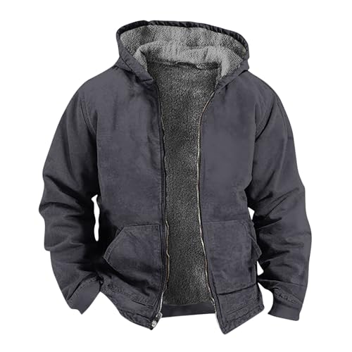 yruphome Fleece Cardigan Jacke FüR Herren, Männer Flauschiger Hoodie ReißVerschluss Warmer Wintermantel Flauschiger Offener Vorderseite ÜBergrößE LäSsige Oberbekleidung Taschen LangäRmliges Overshirt von yruphome