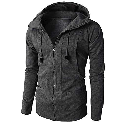 yruphome Herren Winter Hoodie, Long Sleeve Herren Sport Jacke Mit Full Zip Hoodie Fleece Sweatshirt FüR MäNner Pullover Bluse Tops Hooded Herren Wanderjacke FüR Das Laufen Herbst Winter von yruphome