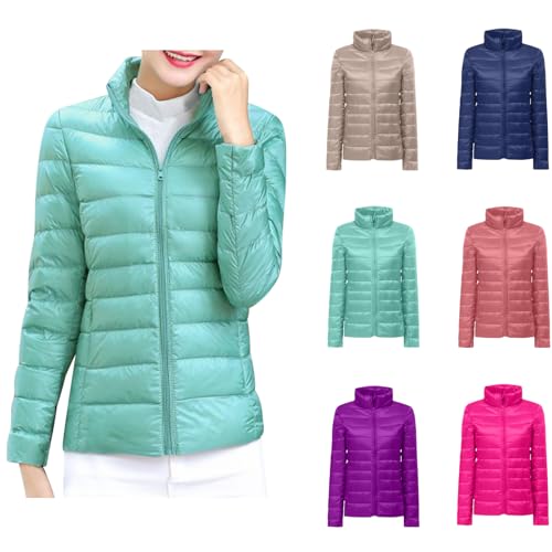 yruphome Leichte Daunenjacke Damen Elegante ÜBergangsjacke Gesteppte Jacke Mit Kapuze Dicker Wintermantel Outdoor Softshell Jacke LäSsig Warme Pufferjacke Winddicht Langarm Daunenmantel Mit Taschen von yruphome