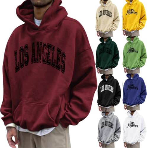 yruphome MäNner 3D Letter Print Hoodie Herren Kapuzenpulli ÜBergrößE Schwarz Pullover Tops Herbst Winter Mode LäSsig Langarm Kapuzenpulli Trainingsanzug T-Shirt Bluse Sweatshirts Hoodie Streetwear von yruphome