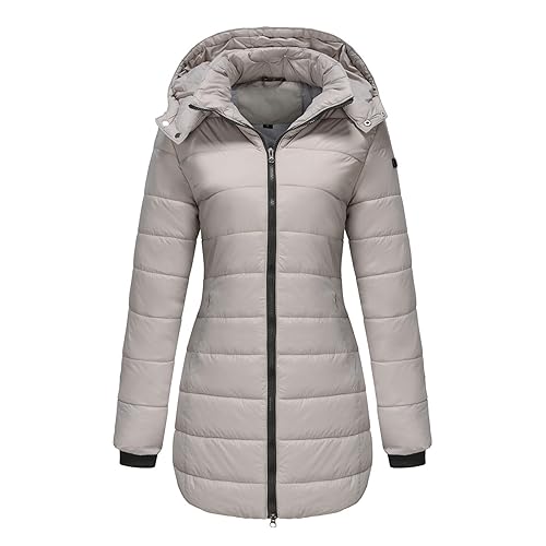 yruphome Steppmantel Damen Mode LäSsig Daunenjacke Winterjacke Mittellang Abnehmen Kapuzenjacke Warme Strickjacke Verdickt Winddicht Softshell Jacke ÜBergangsjacke Outwears Eleganter Weicher Mantel von yruphome