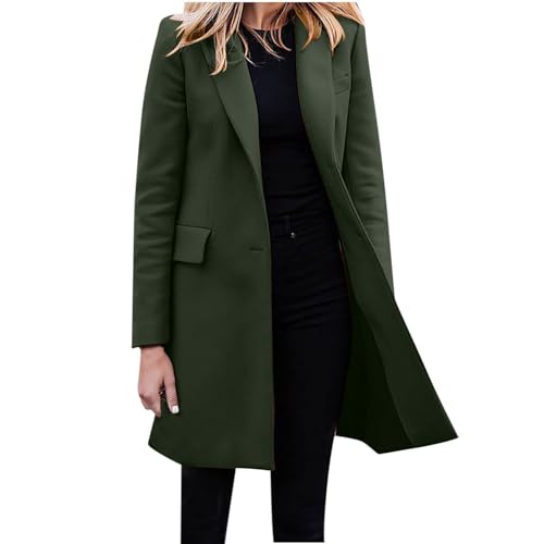 yruphome Trenchcoat Damen Langer Revers Wintermantel Winddicht Klassisch Herbst FrüHling Winter Jacke Elegant Freizeit ÜBergang Jacke Mode LäSsig Streetwear Warm Mantel Einreihig Outwears Strickjacke von yruphome