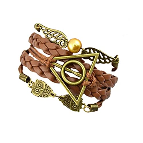 ysister Armband Potter Schmuck, Multi Strang Armbänder, PU Lederarmband mit goldenen Schnatzflügeln, für Männer und Frauen, Verstellbare Mode Punk geflochtene Seil Armband Vintage Armbänder ysister Armband Potter Schmuck, Multi Strang Armbänder, PU Lederarmband mit goldenen Schnatzflügeln, für Männer und Frauen, Verstellbare Mode Punk geflochtene Seil Armband Vintage Armbänder von ysister