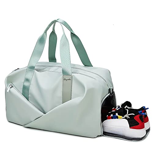 Turnbeutel, Sporttasche, Damen, trocken, nass, getrennt, mit Schuhfach, wasserdicht, große Reisetasche, Schultergurt für Fitnessstudio, Yoga, Schwimmen, Reisen, MintGreen, S von yssgtt