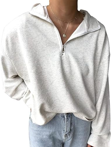 yssgtt Damen-Sweatshirt, Übergröße, 1/4 Reißverschluss Langarm Sweatshirt Damen Pullover Jacke Tops von yssgtt