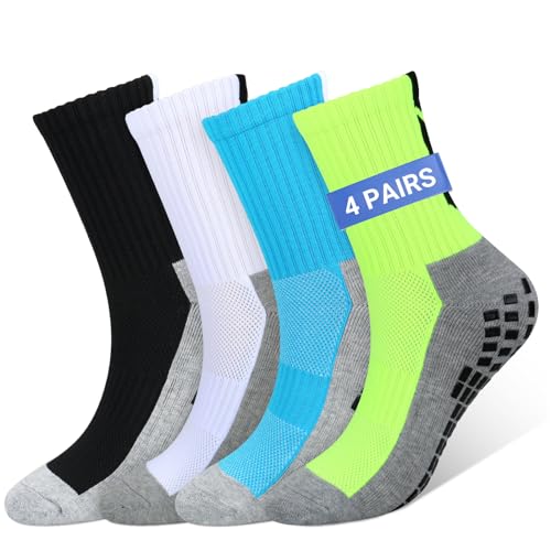 ytorgr 4 Paar Fußballsocken,Anti-Rutsch Fussball Socken Männer, Sportsocken Grip Socken für Fussball Basketball Yoga Wandern,Laufen Socken（39-44） von ytorgr