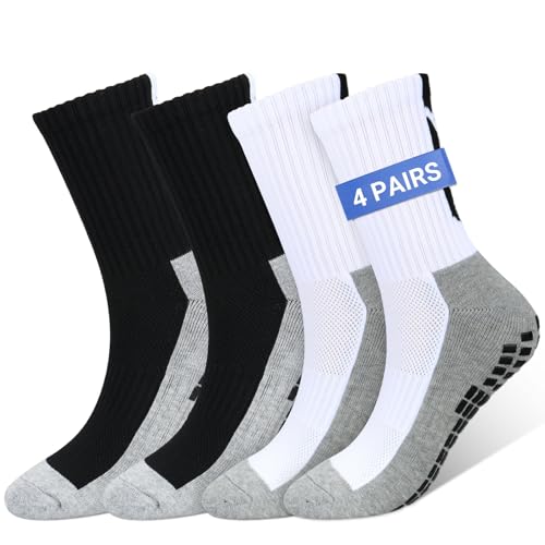 ytorgr 4 Paar Fußballsocken,Anti-Rutsch Fussball Socken Männer,Sportsocken Grip Socken für Fussball Basketball Yoga Wandern,Laufen Socken（39-44） von ytorgr