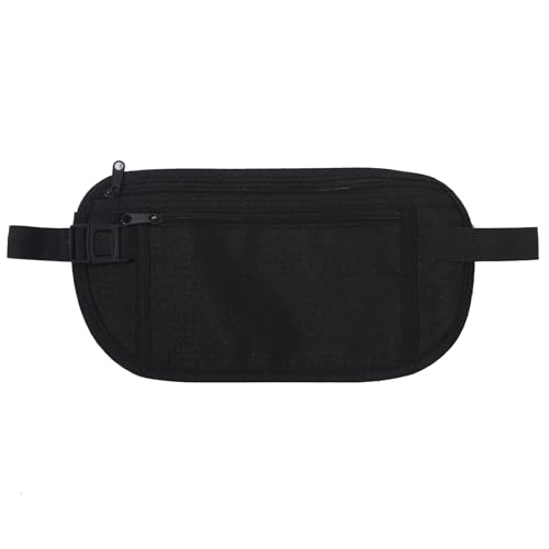 yuandnn Geldgürtel, Reisepasshülle, sichere versteckte Reisebrieftasche mit RFID-Blockierung, verstellbare Undercover-Gürteltasche mit 2 Taschen für Männer und Frauen (schwarz), Schwarz , Sportlich von yuandnn