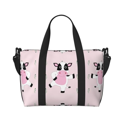 YUANGJHOP Cartoon Kalb Druck Hand Reisetasche Persönliche Gegenstände Tasche Damen Handtasche Reise Große Umhängetasche mit Reißverschluss von yuangjhop