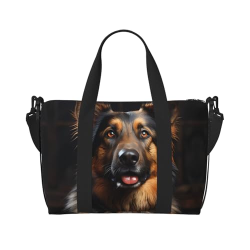 YUANGJHOP Deutscher Schäferhund Druck Hand Reisetasche Persönliche Gegenstände Tasche Damen Handtasche Reise Große Umhängetasche mit Reißverschluss von yuangjhop