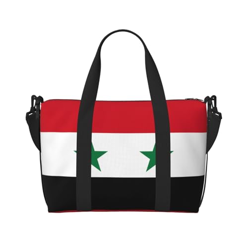 YUANGJHOP Flagge der Syrien Arabische Republik Druck Hand Reisetasche Persönliche Gegenstände Tasche Damen Handtasche Reise Große Umhängetasche mit Reißverschluss von yuangjhop