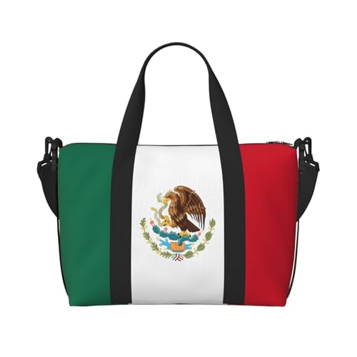 YUANGJHOP Flagge von Mexiko Druck Hand Reisetasche Persönliche Gegenstände Tasche Damen Handtasche Reise Große Umhängetasche mit Reißverschluss von yuangjhop