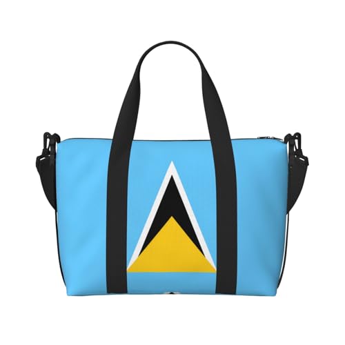 YUANGJHOP Flagge von Saint Lucia Druck Hand Reisetasche Persönliche Gegenstände Tasche Damen Handtasche Reise Große Umhängetasche mit Reißverschluss von yuangjhop