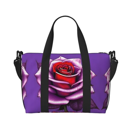 YUANGJHOP Fuchsia Rose Druck Hand Reisetasche Persönliche Gegenstände Tasche Damen Handtasche Reise Große Umhängetasche mit Reißverschluss von yuangjhop