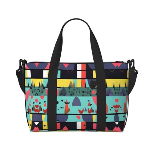 YUANGJHOP Geometrische Muster Druck Hand Reisetasche Persönliche Gegenstände Tasche Damen Handtasche Reise Große Umhängetasche mit Reißverschluss von yuangjhop