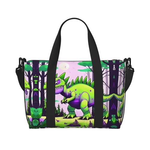 YUANGJHOP Grüner Dinosaurier-Druck Handreisetasche Persönliche Gegenstände Tasche Damen Handtasche Reise Große Umhängetasche mit Reißverschluss von yuangjhop