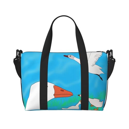 YUANGJHOP Happy White Goose Printing Hand Travel Bag Personal Item Bag Damen Handtasche Reise Große Umhängetasche mit Reißverschluss von yuangjhop