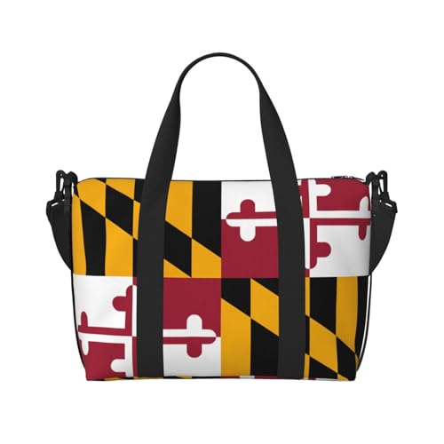 YUANGJHOP Maryland State Flag Printing Hand Travel Bag Personal Item Bag Women Handbag, Travel Large Shoulder Bag with Zipper. von yuangjhop