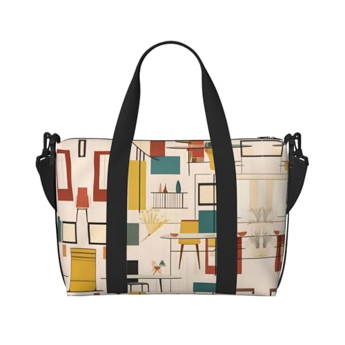 YUANGJHOP Mid Century Modern Printing Hand Travel Bag Persönliche Gegenstände Tasche Damen Handtasche Reise Große Umhängetasche mit Reißverschluss von yuangjhop