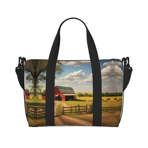YUANGJHOP Ranch View Druck Hand Reisetasche Persönliche Gegenstände Tasche Damen Handtasche Reise Große Umhängetasche mit Reißverschluss von yuangjhop