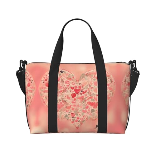 YUANGJHOP Red Heart Flowers Printing Hand Travel Bag Personal Item Bag Women Handtasche Travel Large Shoulder Bag with Zipper von yuangjhop