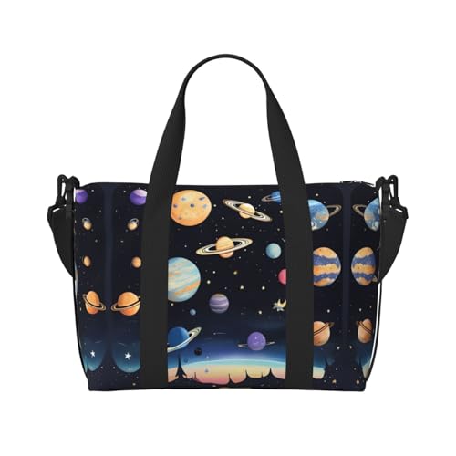 YUANGJHOP Saturn Jupiter Earth Printing Hand Travel Bag Personal Item Bag Damen Handtasche Reise Große Umhängetasche mit Reißverschluss von yuangjhop
