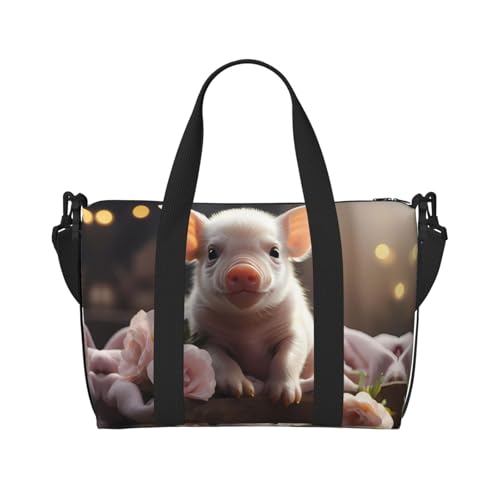 YUANGJHOP Süße junge Schweine-Druck Hand Reisetasche Persönliche Gegenstände Tasche Damen Handtasche Reise Große Umhängetasche mit Reißverschluss von yuangjhop
