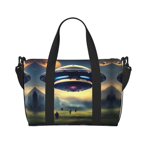 YUANGJHOP UFO Landing Printing Hand Travel Bag Persönliche Gegenstände Tasche Damen Handtasche Reise Große Umhängetasche mit Reißverschluss von yuangjhop