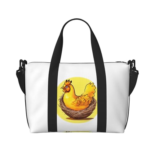 yuangjhop Bird's Nest Golden Chicken Printing Hand Travel Bag Personal Item Bag Women Handtasche Travel Large Shoulder Bag with Zipper von yuangjhop