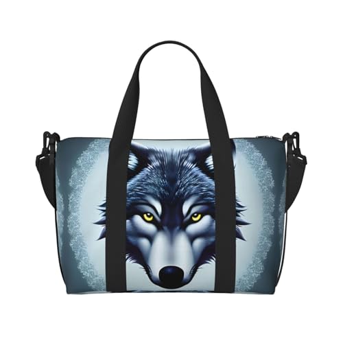 yuangjhop Fierce Wolf Head Printing Hand Travel Bag Personal Item Bag Damen Handtasche Reise Große Umhängetasche mit Reißverschluss von yuangjhop