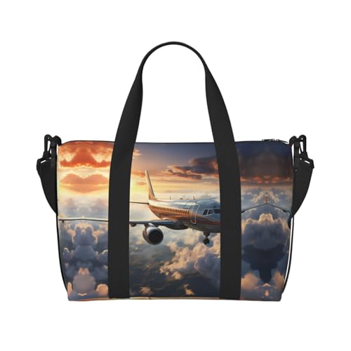 yuangjhop Flugzeuge sind fliegende Druck-Handreisetasche Persönliche Gegenstände Tasche Damen Handtasche Reise Große Umhängetasche mit Reißverschluss von yuangjhop