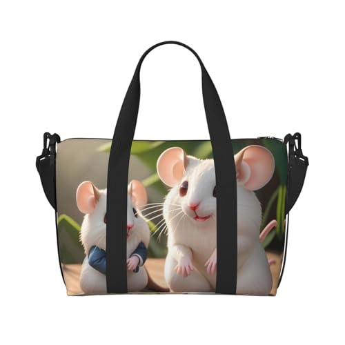 yuangjhop Mutter und Kind Ratten Druck Hand Reisetasche Persönliche Gegenstände Tasche Damen Handtasche Reise Große Umhängetasche mit Reißverschluss von yuangjhop