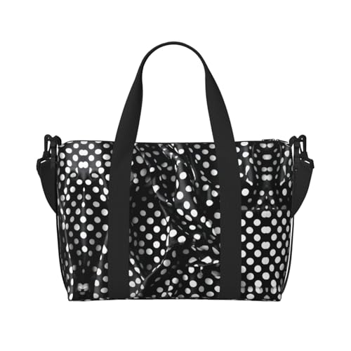 yuangjhop Schwarz und Weiß Wellpappe Punkte Druck Hand Reisetasche Persönliche Gegenstände Tasche Damen Handtasche Reise Große Umhängetasche mit Reißverschluss von yuangjhop