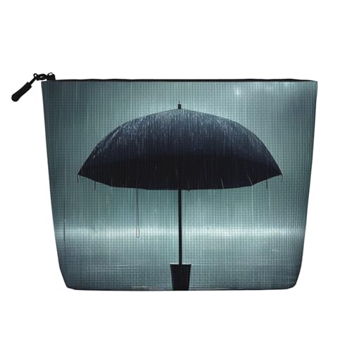 yuangjhop Schwarzer Regenschirm im Regen Fake Hanf Make-up Tasche Umweltfreundlich und langlebig, einfaches Design, einfach Ihre Beauty-Essentials zu verstauen. von yuangjhop