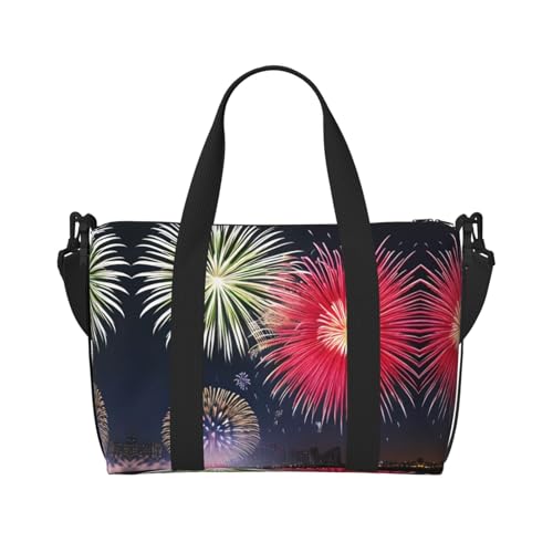 yuangjhop Splendid Feuerwerk Druck Hand Reisetasche Persönliche Gegenstände Tasche Damen Handtasche Reise Große Umhängetasche mit Reißverschluss von yuangjhop