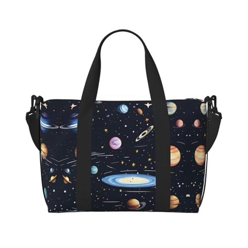 yuangjhop The Solar Family Printing Hand Travel Bag Personal Item Bag Women Handbag, Travel Large Shoulder Bag with Zipper. von yuangjhop