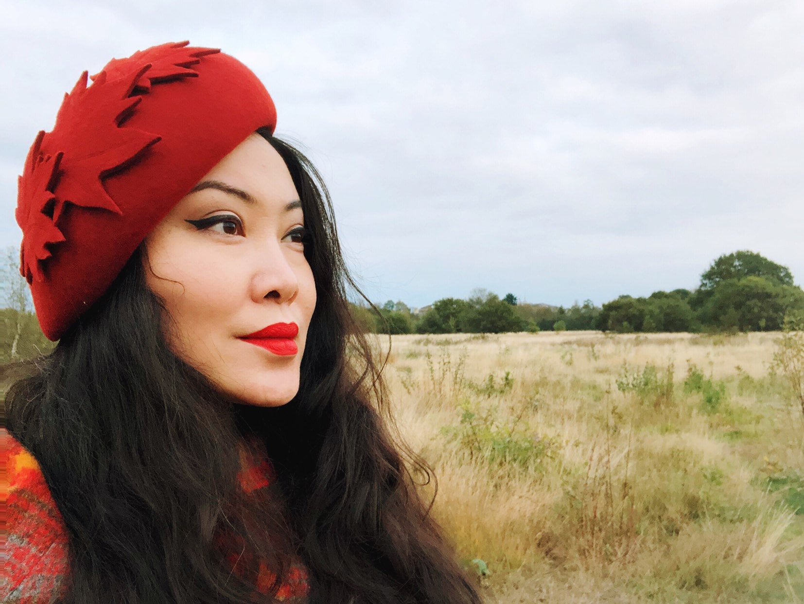 Chic Herbst Blätter Beret Rostrot Ahornblätter Hand Weihnachtsgeschenk Winter Wollfilz-Hut von yuanlilondonhats