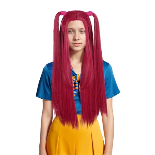 Yuehong Mädchen Lange Rosa Doppelt Geflochtene Anime Cosplay Perücke Cartoon Rolle Kostüm Haar Hitzebeständige Synthetische Fasern Weiche Langlebige Atmungsaktive Perücke von yuehong