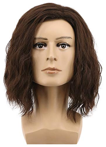 Yuehong Herren Braune Kurze Lockige Perücke Film Cosplay Kostüm Perücke Hitzebeständige Synthetische Fasern Haare Weiche Langlebige Atmungsaktive von yuehong