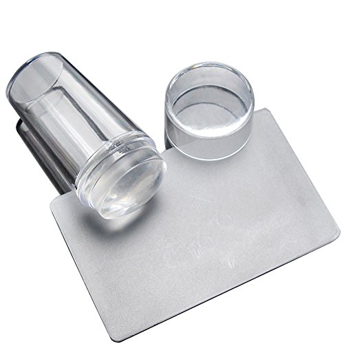 Yueton Clear Jelly Soft Silicone Nail Art Stamping Stamper with Cap Scraper Image Plate Manicure Tools DIY Polish Kit by Blovess von yueton