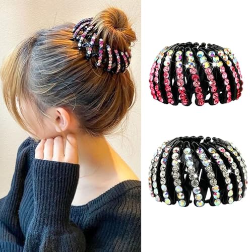yufana Damen-Haarspangen, Erweiterbarer Pferdeschwanzhalter, 2er-Pack Vogelnest-Haarspangen, Vogelnest-förmige Haarspangen, Lazy Bird's Nest-Haarspangen, Damen-Haar-Accessoires（Rosa, Weiß) von yufana