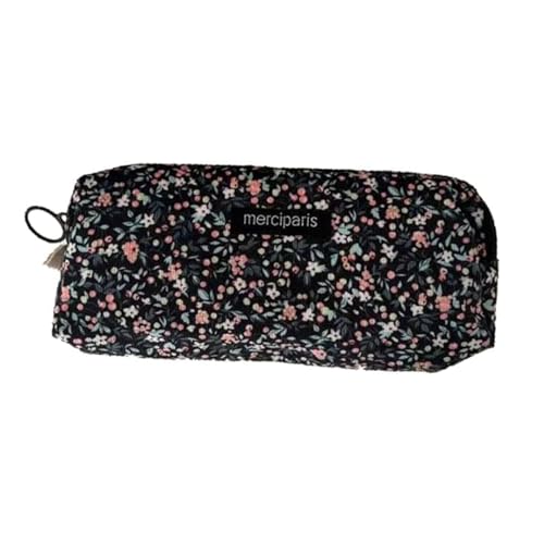 yufana Geblümtes Federmäppchen, Federmäppchen, Schreibwaren-Mäppchen, Federmäppchen für Mädchen, Leichtes Federmäppchen mit Blumenmuster (Schwarz322) von yufana