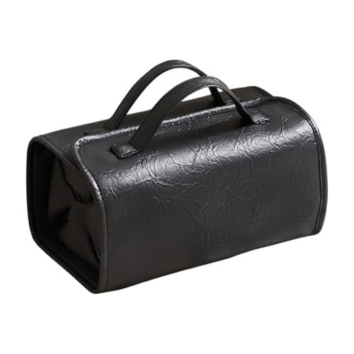 yuhlkopm Kompakte Kosmetiktasche mit Split On Go Make up Touch Ups PU Make up Organizer Tasche, Reise Kulturbeutel, Reise Kosmetiktasche, Schwarz von yuhlkopm