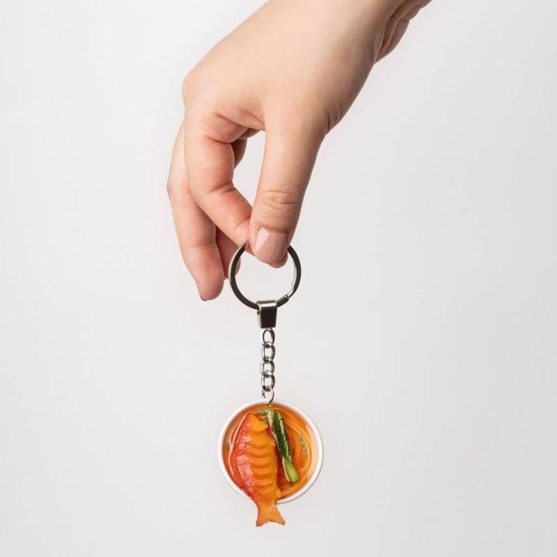 Fish Noodle Soup Schlüsselanhänger Fake Food Keychain von yumazingDE