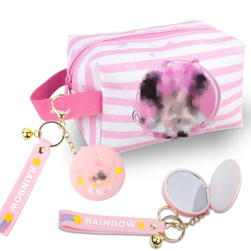 Cartoon Kosmetiktasche, Reise Hohe Kapazität Schminktasche Set mit Spiegel, Kosmetiktasche Klein für Handtasche, Geschenk Cosmetic Bag für Kinder Mädchen Cartoon Kosmetiktasche, Reise Hohe Kapazität Schminktasche Set mit Spiegel, Kosmetiktasche Klein für Handtasche, Geschenk Cosmetic Bag für Kinder Mädchen von yumcute