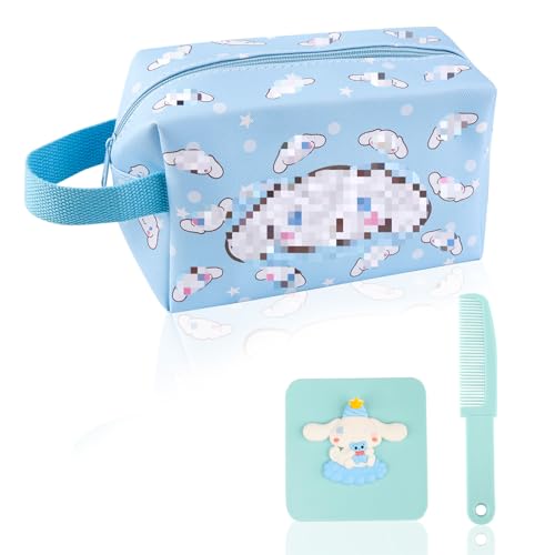 Cartoon Schminktasche Anime Make Up Tasche Cartoon Kosmetiktasche Süße Schminktasche mit Spiegel Reise Kulturbeutel Handtasche Kosmetiktasche mit Reißverschluss Cosmetic Bag Geschenk für Mädchen von yumcute