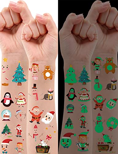 Tattoos Kinder I 200+ besonders I Weihnachten Kindertattoos I Hautfreundliche Kinder Tattoo I Tatoos Aufkleben Kids I Mitgebsel Kindergeburtstag Junge M?dchen (Leuchtend 20 Sheets) von yumcute