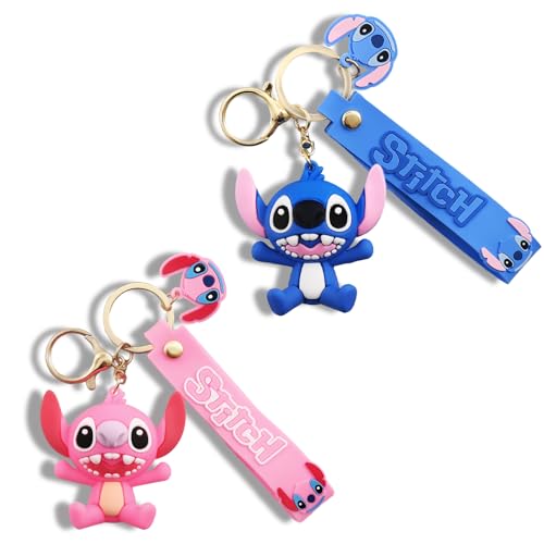 yumcute 2 Stück Cartoon Schlüsselanhänger, Niedlicher Schlüsselanhänger für Kinder 3D Puppe Schlüsselanhänger Kawaii Anime Schlüsselanhänger für Schulranzen Anhänger Tasche Souvenir Geschenk von yumcute